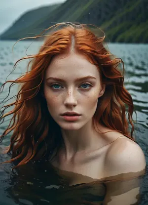 La joven estaba en un lago resplandeciente, rodeado de un grupo de peces coloridos nadando alrededor de ella. Ella llegó a tocar uno, pero se atrevió a ella con velocidad sorprendente. Mientras los veía nadar lejos,