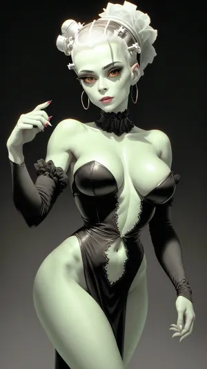 Le corps parfait du monstre à la Mariée de Frankenstein est un facteur clé dans son attrait, avec cinq doigts sur chaque main et deux bras, et le corps anatomique. Sa peau verte et cousue ensemble permet un attrait sexuel maximum
