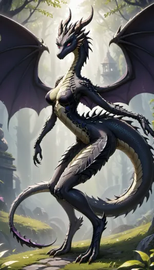 Una bella ragazza con lunghi capelli neri e occhi blu piercing viveva in un mondo buio e inquietante dove i draghi vagavano liberamente. Aveva un regalo speciale - la capacità di controllare i draghi con la sua mente. Un giorno, ha trovato un antico tempio nascosto profondo