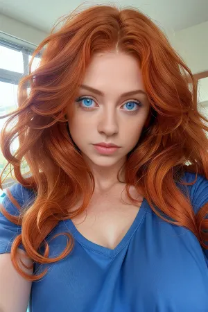ジンジャーの毛髪、メスの髪、そして大きな青い目を持つ少女は、彼女の最高の友人からメールを受け取ったとき、学校のプロジェクトで働いている彼女のコンピュータの前に座っています。 メールには、一緒に2枚の写真が含まれている