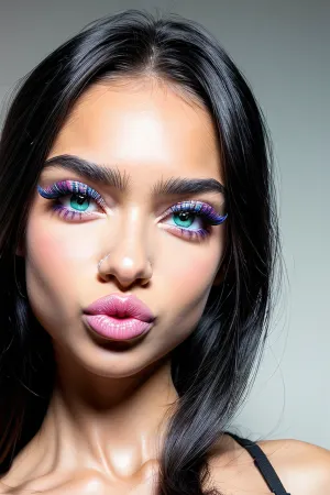 Ein hyperrealistisches AI-generiertes Bild eines petite cutie mit natürlichen petite cutie Lippen, atemberaubende einzigartige weibliche Charakter und glänzende Lippen. Der Stil ist hyper-detailed Rendering, 32k UHD, ausdrucksstarke Augen voller Freude und