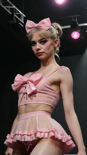 El público fue cautivado por la parte superior rosa que el femboi llevaba en el escenario, rogando por un sabor a su intenso coño sissy