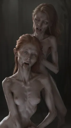 pillory from front close up photo of beautiful naked slim, ((pale redhead)), ((slim body)), woman, perfect face, blue eyes, masterpiece, perfect lighting, intricate, incredible detail, cinematic atmosphere, misty, photorealism, hd, 4k, headgrabblowjob, 1girl, hetero, 1boy, fellatio, oral, uncensored, testicles, hands, on, another's, head, erection, realistic, male, pubic, hair, solo, focus, <lora:headgrab_lora_dmarauder_v1:.5>, <lora:BizarreV1:.5>, <lora:creepy:.5>, <lora:Reel_WHorror_1_2_9_ReWo_n:.5>, <lora:bloodvessel:.5>