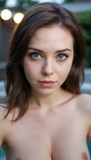 28-летняя девочка с горячим телом и большими сиськами была на вечеринке на заднем дворе. Она позировала для камеры, надев свое сексуальное нижнее белье, и сделала несколько сексуальных фотографий, танцуя в бассейне. Когда она вернулась домой,