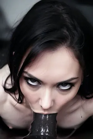 The woman was a 45-year-old with a sharp and angry expression. She had very dark eyes that were full of hate. Her body was slim and muscular, and she had a deep emotional connection to her work as an AI porn model