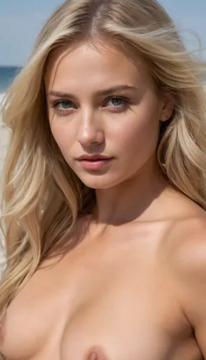 petite chouchou blonde, chaude, tétons dressés, excitée à l'idée de se montrer. Photo voyeur, corps entier, UHD 8K, réalisme extrême, (détail maximum:.6), petite fille française de 29 ans, blonde foncée, nue, (sexe avec son petit ami nu:.9), nue nue, visage détaillé réaliste, yeux, (longs cheveux blonds), peau détaillée avec des taches de rousseur, sexe nu sur la plage, <lora:prvc:.3>, <lora:275493_training_data:.5>