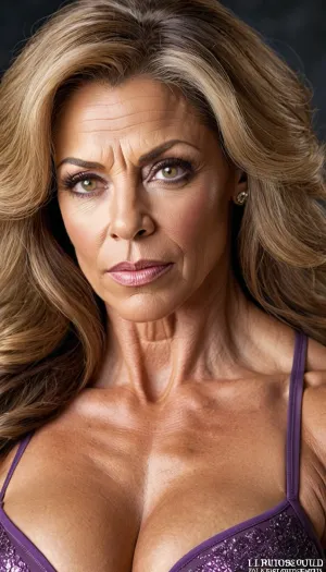 Une femme de 50 ans bodybuilder avec une photo photoréaliste ultra-réaliste fascinante captive les yeux ronds, parfaitement ronds iris, yeux très détaillés, yeux de haute qualité, yeux envoûtants, yeux brillants et