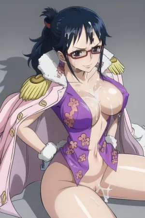 excited expression, slim, model, perfect body, perfect skin, perfect tits, (without panties), slightly smiling, naked naval admiral around her, riding, Wanostyle, Tashigi, eyes, glasses, on, head, short, hair, blue, jacket, fur, trimmed, green, shirt, gloves, pants, folded, ponytail, pink, coat, shoulders, purple, epaulettes, smoothed, open, ((Battoujutsu)), cum, facial, bukkake, <lora:wanostyle_2_offset:.7>, <lora:tashigi-nvwls-v1:1>, <lora:MS_Real_Bukkake_Lite:.5>, <lora:bukkake_v0.4:.7>, PiRe, lora, (Pirateisland-10:.5)