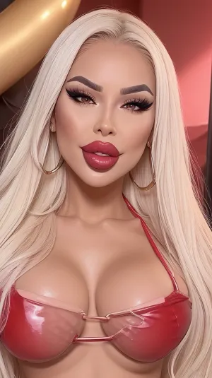 (best quality:1.1), 1youngl, horny naughty Bimbo Fuckdoll, slutty Makeup, adult young Hanahowo, black hair, fucked silly, orgasm Face, Very excited, gloss Skin, ((wearing Red Bikini top)), beautiful face, (Botox filled lips:1.2), (bimbo duck lips:1.2), ((very thick lips)), 8k, shiny pink lipgloss, detailed face, detailed eyes
gradient background, ((only face)), strong lighting, Insta, bimbo, fakelips, huge, lips, lip, filler, ButaAI, <lora:b262dbfdbd5b66cf3059e39b5791023c:.5>, <lora:fakelips:.5>, <lora:ButaAI:.5>