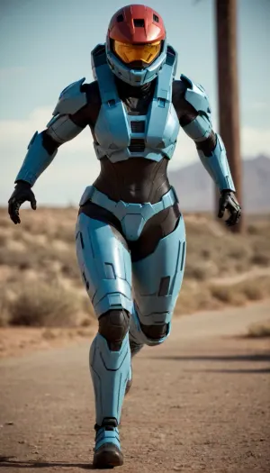 rvb, agent, Carolina, Female, without helmet, Running, full height, <lora:agent_carolina_xl_v1:.5>