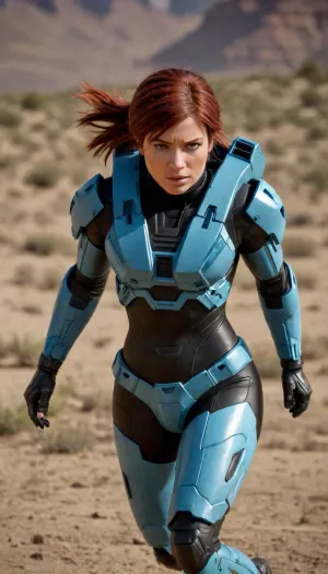 rvb, agent, Carolina, Female, without helmet, Running, full height, <lora:agent_carolina_xl_v1:.5>