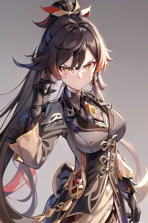 masterpiece, best quality, zhongli, (genshin impact), female focus, jewelry, long hair, 1girl, middle breast, solo, earrings, bangs, gloves, ponytail, black gloves, multicolored hair, brown hair, hair between eyes, single earring, jacket, tassel earrings, long sleeves, tassel, looking at viewer, yellow eyes, gradient hair, suit, black hair, (angry face:1.4), (pov titjob:1.4), liquid cum, cum on face, cum on breast, (grey background:1.4), (kbxll:.6), <lora:zhongli:.5>