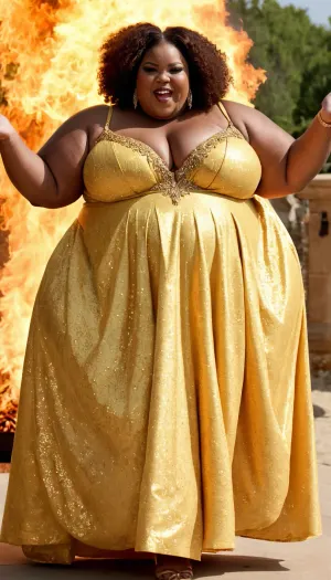 Pretty ssbbw black woman, 600lbs, (clothed:1.5), everyday life scene, super happy and proud to be a woman, full body, outdoor, huge fat woman, <lora:runga10.52:.8>, <lora:PE_BigMom_OnePiece:.8>