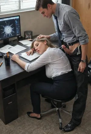 目に見えないこと: 昼間のオフィスの乱交が光現実的な輝きで露出