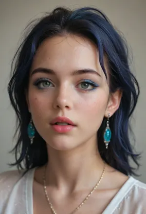 Indigo makeup, pretty thailand girl, 18 years old, <lora:mix18:.8>, open mouth
