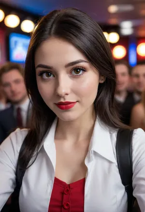 (((Girl Gwendolyn bullets Marvel universe:1.3))), girl 18 years old, very beautiful girl, very thin, cute tall tall tall face, very cute tall tall tall, hair, Marvel universe, (school uniform:1.3), (((location nightclub crowded with people:1.3))), (((phone in hand to take a sex selfie:1.3))), very detailed, smooth, sharp focus, no blur, no depth of field, black hair, so cute tall tall tall, tall, ultrarealism, red bionic eyes, such a happy face, lighting, Leoncio, ultradetailed, professional photography, masterpiece, photorealism, perfect eyes, detailed eyes, perfect bright eyes, realistic, award winning photography, DSLR, highest quality, insanely detailed, bright eyes, Highly detailed Portrait, sharp eyes, 35mm, 8k, sharp, highly detailed skin, photo, hyper realistic, Posted by Sindara