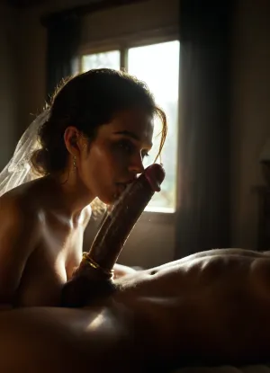 side view, interracial, large black penis with golden cock ring, Persian chubby bride in sexy wedding dress, suck big black penis on the romantic very dark bedroom, happy, on the luxury bed, high quality, high detail., (A muscular black man with a huge cock), holds the bride's head and shoves his big cock all the way into her mouth, all the way to her balls. Next to the picture is a, ((white man in a white suit)), kissing the bride's Facelift as her cuckold husband. A romantic, dark bedroom with rays of sunlight shining through the thick black curtains, dust visible in the rays.A woman's belly is prominent. The couple's wedding photo is on the wall. cum eating, cum driping bride's lips huge cumshot oh her face, sticky sperm dripped.
girl, laying, woman, love, <lora:GirlPOV:.5>, <lora:dark:.6>, <lora:love:.8>, <lora:M05_Intensify:.8>, reij-snrs, light, and, shadow, by, <lora:sunriseSDXL-000009:.8>