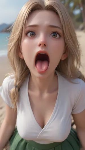 <lora:Samaritan 3d Cartoon SDXL:.3>, ahegao, tsunade from naruto, red lipstick, plump labia, (big boobs:2.5), ware a white tshirt, green skirt, laying on beach, closed eyes, sleeping, at beach, a gai at crocodile, giant crocodile sex with tsunade, fuck tsunade, (she opened mouth:2.5)