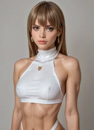Alexis Rhodes “Alexis Rhodes, (YuGiOh), ” Nsfw sexy Ultra detailed, hyper-realistic woman, hourglass body, detailed face, light brown eyes, eye liner, athletic figure wearing shiny Duel Links Academy outfit, large, boobs, tits, <lora:bombshell_v2:.8>