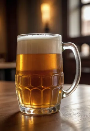 Cold beer in a big mug