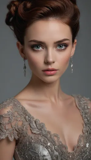 (masterpiece:1.2), (best quality:1.2), (award-winning:1.1), (high fashion aesthetic, avant-garde fashion photoshoot:1.4), (focus on eyes, intricate clothing, elegant gown, magazine model:1.8), (confident woman, strong features, poise, elegance:1.5), (sense of intimacy:1.4), (intricate eye details:1.6), (icy eyes, Fae eyes, captivating eyes:1.6), (long delicate eyelashes:1.5), (smokey makeup, intense makeup:1.4), (long voluminous wavy hair, deep auburn hair with dark highlights, intricate and sophisticated hair style:1.4), (shallow depth of field:1.6), (softly blurred background:1.3), (natural skin texture:1.6), (realistic skin details:1.5), subtle skin imperfections, (intricately detailed hair:1.5), (expressive detailed eyes:1.6), (visible limbal ring:1.5), (detailed iris texture:1.5), (natural hair texture:1.4), (realistic eye texture:1.5), subtle vellus hairs, ziprealism