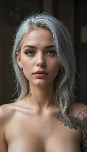 Tattoos beautiful girl, in full ghost, Psychedelic hardcore fantasy