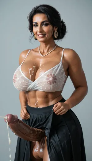 hot Indian milf old mom curvy futa wearing a beautiful printed top and skirt, Indian shemale having big black cock huge black cock, big vainey cock perfect detailed cock, cum on, cumming, cumshot, big bust body futa, big body shemale, futanari, gigantic sexy body futa, (High, Resolution), (More, Details), (8K), <lora:SDXLHighDetail_v6-000005:.5>, <lora:checkpoint-e100_s400:.5>