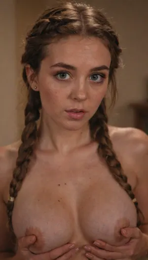 20 year old fit athlete is posing at beach, (((avoid nudity))), wearing plain white t-shirt, (same color eyes, symmetric eyes, matching eyes, detailed eyes, detailed iris, detailed pupils, limbal ring around iris, perfectly round iris, perfectly round pupils:1.4), (detailed skin, high detailed skin, intricately detailed skin, perfectly detailed skin, high quality skin, highest quality skin, exquisitely textured skin), (intricate clothing, detailed clothing), (microblade eyebrows, perfectly manicured eyebrows), (flushed cheeks, flushed neck, blushing cheeks, blushing neck), (overfilled lips, juicy lips, filled lips, puffy lips, glossy lips, her thick wet lips are slightly parted, nervously biting lower lip, lip bite, lip biting), (casual makeup, subtle makeup, natural makeup), (narrow jaw, delicate jawline, pointed jaw and chin, heart shaped face, pixie face, fairy face, fae features, extremely feminine face, round face, chin, mouth, high cheekbones, sharp cheekbones, faint vellus hairs, cute tall tall tall dimpled cheeks), (upturned button nose, upturned nose, delicate nose, nose), (long hair, ((messy braids)), loose hair framing her face, dark ginger hair with dark roots), (breasts are perky, ((breasts:1.6)), tiny Ariola's), whole body photo, longnips, <lora:longnipsxl:.7>