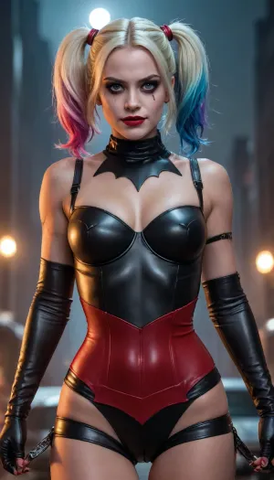 Harley Queen from Batman, <lora:bdsm_SDXL_1_:.1>