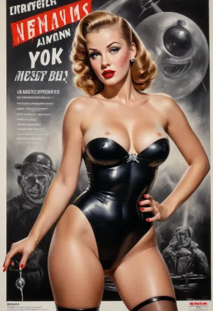 Pov photo, Instagram model face, bimbo, wet sweaty body, big text on poster, ((massive detailed wet dickhead)), ((rubber tight jumpsuit german army 40's underwear)), ((horny piercing ring dickhead)), ((pumped fat penis)), (((old german porn movie poster pin up 1950's))), (((Pin up.b&w. Movie poster 1950's))), (((sperm from ass hole))), (((very wet sperm penis))), ((old german army rubber uniform)), fat red lips, Photography, photorealism, a beautiful army woman, tall, beautiful perfect figure, somenaked breast, pink Nipples, Knee-high boots, stockings, perfect tall legs, charming eyes, sad yet gracious face, dark background, fantasy art capturing the style of Aaron Horkey, Jeremy Mann and Luis Royo, body-focused composition from a low angle, alluring figure, dark fantasy, dynamic composition, black white photo 1950's, red lipstick, warm hues, showcases acrylic calligraphy, watercolor techniques integrated seamlessly into a maximalist masterpiece, detailed with gouache fluidity, golden hour light, hyperrealism, hypperrealistic, hyperdetailed, 64k, ultraHDR, Movie, Poster, page, <lora:Movie Poster:.5>