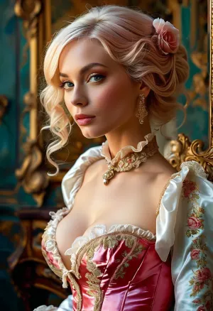 View side from front, (High resolution), perfect face, ultrarealistic face, (elegant glamorous transparent shiny cosplay, rococo color palette, by Magali Villeneuve, fully transparent shiny clothed, sexy, aesthetic, trending on pintrest, powdered wig, women:1.2), profile picture, 1800s painting, elegant glamorous transparent shiny cosplay, Mother and daughter, (yuri), (1young girl 18y.o., 1woman milf 46y.o), rococo color palette, style of Frank De Mulder, painting of sexy, aesthetic, trending on pintrest, powdered wig, a painting of a women, naked nami from One Piece, 20 years old, far side view, lies on his back, looking at viewer, choker, mouth, lips, beautiful light eyes, (very beautiful, natural, perfect titts), gigantic large breasts, wasp-thin waist, white long gloves, nipples, nude, spread wide legs, high heels, (show shaved, pink, juisy, puffy pussy, Inner labia), garter belt, white stockings, (ritualistic), (masterpiece, quality:1.2), <lora:MJ52:.8>