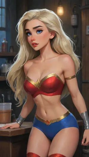 Ultra detailing, Chainsaw Man style, High-end Log Cabin, Bedroom, No lights, Dark room, night, (Supergirl And Wonder Woman:1.5), Messy bedroom, beer cans everywhere, (2girls:1.5), 1man, 2friends, couples, laying down, handjob, looking down, masterpiece, best quality, highly detailed, threesome, double handjob, forced handjob, (Madison_Beer as Wonder Woman:1.5), and, (Milly_Alcock as Supergirl:1.5), (Wonder Woman mature age 28 from DC Comics:1.5), (Wonder Woman is a golden-Brunette, bright-hazel-eyed adult woman with a voluptuous-hourglass-thick-athletic built figure with washboard abs:1.5), (Supergirl young age 23 from DC Comics:1.5), (Supergirl is a platinum-blonde, bright-blue-eyed young woman with a rather thin skinny voluptuous-yet-lean built figure:1.5), intricate outfits, femdom, viewer is restrained, perfect body, accurate body, perfect ass, Detailed face, detailed body, seducing, Facing viewer, Blush, Standing over viewer, Supergirl on the side of viewer, Supergirl teasing, handjob motion, Supergirl holding the viewers base of the cock, detailed ass, Viewer laying on back, Wonder Woman on the side of the viewer, Wonder Woman holding middle of the viewers penis in one hand choking the viewers neck with other hand, viewers massive mature brown cock, wet bodies, sweaty bodies, saliva, drooling, laughing, teasing, pov, highlydetailedbody, realisticface, highlydetailedhair, insanelydetailed, 8K.highdetailedskin, highresolution, perfectfingers, (j_cartoon:1.5), Drawing., Wonder Woman, uberfit, muscular, athletic, <lora:Madison_Beer_2024_SDXL_JugX_trigger_m4d1s0n-000066:.5>, DCEU, Supergirl, Snyder, Style, millyalcock, <lora:Milly-Alcock-SDXL-v2-000032:.5>, <lora:samdoesarts1.1-000030:.4>, <lora:J_cartoon:.3>, <lora:Animated_Concept:.4>