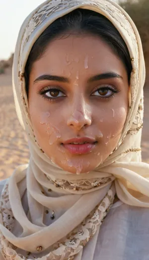 portrait of a, (very petite:1.3), (19 year old), (arabic woman), (lace-hijab), (cum on face), (cum on hijab), (running masqara), (running makeup), . woman, cum, on, face, <lora:JustCum:.9>, <lora:315758_training_data:1.2>