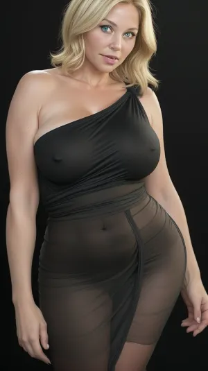 woman, 40 year old milf, very healthy saggy tits, wide hips, round buttocks, thin waist, chubby, blonde hair, short hairstyle, green eyes, full lips, full length, her body partially wrapped in a black towel, very realistic body, (black background), <lora:germanbreasts:.8>