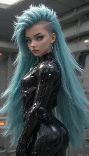 side view, (1 extremely beautiful girl standing in a spaceship), (wide angle), front view, (big thin cute lips), (extremely small beautiful face), white hair, (perfect medium sleek hair:1.2), (extremely sleek hair:1.8), (mech black armor:1.4), (fully clothed:1.2), white skin, very long thick eyelashes, (light teal eyes), (extremely beautiful muscular body:1.3), collarbones, multiple big necklace, earrings, (cute medium breasts), (flat chest), small waist, (cute bubble butt:1.3), (extremely thin muscular thighs:1.3), long legs, (extremely perfect big beautiful eyes:1.8), (perfect face:1.3), (8k), (colorful spaceship), white, sclera, eyes, futuristic, <lora:white sclera v2:1.3>, <lora:rknArouseXL:.8>, <lora:1366408_training_data:.9>, <lora:futuristic_spaceship_c0rr1d0r:2>, <lora:Mecha_Ggorgeous_Armor-000011:2>