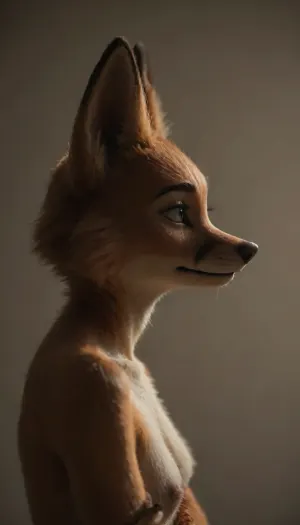 (fox:2), (furry:2), ((Diane Foxington from "The Bad Guys")), (side angle shot:1), face, taking, her, bad-picture-chill-75v, CyberRealistic_Negative, side view, <lora:dark:.4>