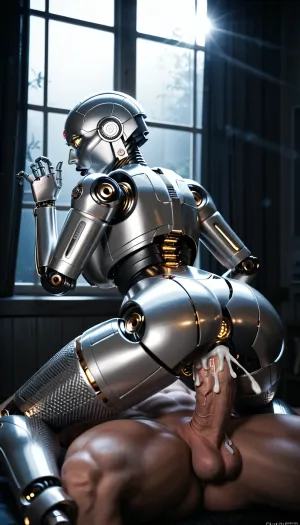 ((((robot cumshot)))), (((robotic semen))), ((violent rape roleplay)), roleplaying a violent rape scene, (very pale woman), dark room, black walls, black curtains, dark night, moonlight rays, ambient lighting, window, night, huge, (metal robot:1.3), roleplaying rape, forcefully fucking her in the ass, white fishnet stockings, huge dick size, (sharp spikes protruding outwards from the metal cock), <lora:tiedbreastsblue_XL_reg0_:.8>