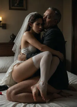 ((POV of a black man with large oily black penis footjob with the persian bride)), bbc, Anklet, white feet nail polish, high quality nail, cum driping large black penis, sticky cum, cum on womans's feet, white stockings, large black penis, interracial, (((The young iranian white cuckold man is hugging the bride and suck a black dildo:1.8))), a Curvy Persian bride in a beautiful white slutty and cutout wedding dress on a luxurious bed, ((white cuckold groom in a suit gently hugging her)), (both looking at each other lovingly), soft candlelight and moonlight glowing in the room, rose petals scattered around, dreamy and intimate atmosphere, fantasy style, highly detailed, A romantic bedroom scene, cinematic lighting, romantic_couple_poses, green, eyes, blue, brown, perfecteyes, BadX, <lora:1365620_training_data:.5>, <lora:PerfectEyesXL:.5>, <lora:dAIversityUnderstandingXLRealistic:.8>, <lora:dark:.4>