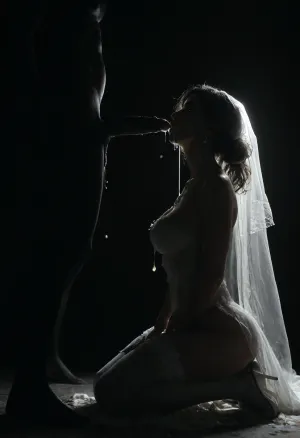 score_9, score_8_up, score_7_up, (4black man looking down), 3muscular black man, 3black giant thick penis, standing up straight, excessive cum, dripping on to Persian girl, cum, (((profile view))), cum shooting, cum dripping, (Persian bride kneeling), (bride looking up at male), zavy-slhtt, (((black silhouette))), monochrome, wedding dress, white stockings, white high heels, large breasts, tiny ass on female, JK, Style, Solo, <lora:JK:.7>, <lora:dark:.5>, bingnvwang, glow, <lora:星影:.8>