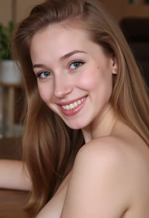 White girl smiling, intimate face shot, (mascara), (eyeliner), freckles