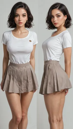 ziprealism, ohwx, beautiful sexy slender, Columbian ethnicity, Columbian woman, Columbian rice fields, beautiful views, dark hair, medium length hair, working, medium tits, petite body, small round ass, feminine woman, t-shirt with big cleavage, skirt, upskirt