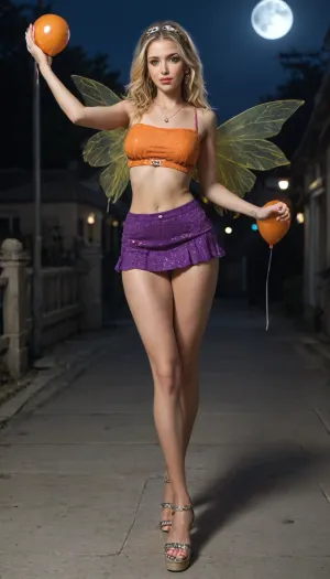 40 yo, milf, Halloween party


Stella, the blonde Winx fairy, very skinny, (skinny_body:1), is known for her glamorous and sunny style. She typically wears a sparkling orange crop top, (big_breast:.9), paired with a matching mini skirt, (miniskirt:1), often adorned with glitter or star-shaped accessories. Her outfit is bright and eye-catching, reflecting her power over the Sun and Moon. She completes her look with high-heeled boots or sandals, long earrings, and sometimes a headband or tiara. Her golden blonde hair, (golden_hair:1), (long_hair:1), (straight_hair:1), is usually styled long and flowing, (winx_wings), emphasizing her confident and fashionable personality., a, woman, with, balloons, in, <lora:bboobs-000005:.8>, <lora:winx-10:.8>, <lora:add-detail-xl:.8>, <lora:Colorful Hair Slider_alpha1.0_rank4_noxattn_last:.8>
