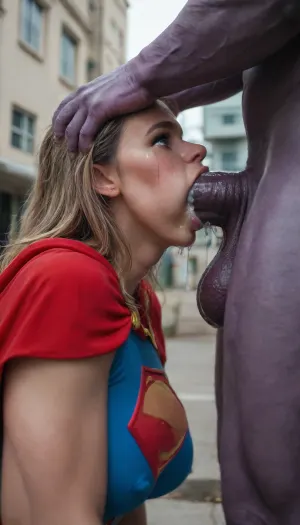 ((A picture taken from outside the building 1.8), from 50 metres away 1.7), spy shot, the lady is in her bedroom, Supergirl from DCU, 36 yo supergirl, (wearing Supergirl uniform with cape), (Thanos from DCU:1), (deep deepthroat:1.6), (dark purple gigantic massive cock:1.4), chocked expression, open mouth ring gag, (mouth stretched around thick cock:1.3), hand on head, blowjob, (deepthroat:1.6), choaking on dick, drooling, ((crying:1.7)), excessive drooling, in eye, (running makeup), (cum drips from nose:1.3), (cum drips from mouth:1.3), (cum spurts from nose:1.3), (cum spurts from mouth:1.3), bounce lines, large cock, large balls, throat bulge, random pose, random view angle, and slightly from the side, (thick tears:1.8), ((desperate expression)), <lora:add-detail-xl:.8>, <lora:CinematicStyle_v1:.8>, <lora:MJ52:.8>, <lora:MGLRbodysuit_sdxl:.9>