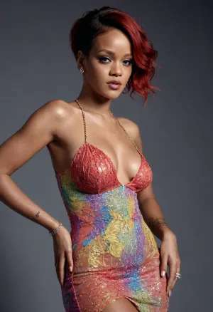 Rihanna in sexy pose with a very sexy dress at a photo-shoot