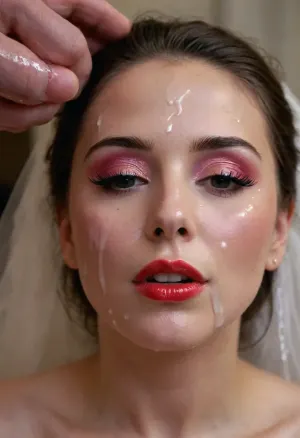 bukkake, cumshot, facial portrait picture of the Bride face in cum facial, with heavy colorful makeup and a lot of makeup, a lot of Cum on her face, cum on her long black eyelashes, Cum on her eyelids, Cum on her cheek skin, her face wet with Cum, Cum on her red lips. cum on her wedding tail., ((lot of cum on face)), woman, cum, on, face, <lora:JustCum:.8>