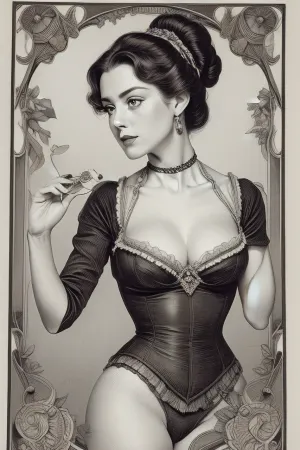 A historical playing card depicting a flirtatious woman as a lady. Ink drawing. #©KITTYART

























#©KITTYART