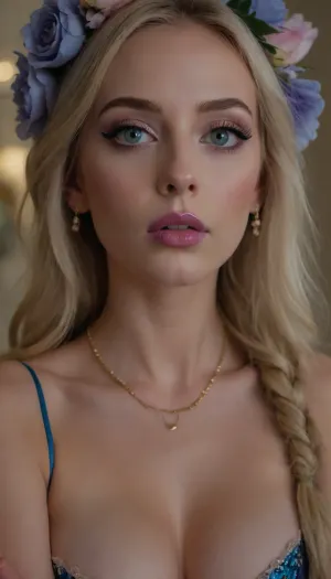(Russian blonde, Russian slut, ((she has sex with a white man)), facial enjoyment of sex, on the face experiences an orgasm, rolls eyes from orgasm), (((She rides the guy's cock in cowgirl position, she rides a man's cock, she gets fucked by a big dick))), (((very light creamy pink, purple, mint, beige, lilac, violet, color))), she held on to railing with her hands so as not to fall, she was wearing a light summer evening dress with sequins, and gold jewelry, high-heeled shoes, (((tits, naked chest, nude bogy))), perfect illumination, 8K, UHD, sharp, best quality, ultra-detailed, highres, 8k wallpaper, (((masterpiece))), high definition, (skinny with breasts:1.4), ((breasts:1.4)), (((skinny:1.5))), ((euro American girl)), bright blue eyes, (((a lot of blondes))), pigtails, (beautiful, light freckles, blushing), (((very cute face, A clean sweet face, a gentle face, a kind face))), Clear silky skin, dimples on cheeks, symmetrical eyes, (Well-growing hair on head, a woman's hairy head, Lush curly yellow hair with long thick braids to waist, braids from top of head), light bedroom, roses, flower, beautiful wedding hairstyle, stylish, designer, fashionable, bride's hairstyle, European appearance, Russian cute face, beauty, cinematic photo of one girl, mouth, Beautiful wide square ron, slightly swollen juicy lips, passionate lips, Lip contour, juicy lips, excited lips, beautiful lips, Touches the neck and cheeks with the fingertips, nails on the cheek, Fingers with painted long non-sharp nails, nail polish, (((perfect Bright blue-gray irises of the eyes, realistic eyes, big eyes, Living natural eyes, Black outline on the edge of the eyelids outlined with pencil and ink))), (((very light makeup))), (blonde hair), (bobcut), (body), (very white pale skin), (beads), (A lot of gold and diamond jewelry, necklace, bracelet on wrist, gold big earrings), (((upper eyelids, shadows, well-growing abundant lush long eyelashes, light glamorous lipstick, shine in the eyes))), (((Ultrarealism, hyperrealism, ultra, Ultra Sharpness of the image, clarity photorealism, professional photography))), (((Lots of roses, huge roses, flowers, blue-white roses flowers, Huge bouquets of blue-white roses in the background))), 8k, highly detailed, dripping, thick, perfect, spitbubbles, littlebubbles, spitstring, woman cute face, (((Garterbelt))), catsuit, exposed, gloves, stockings, camera at a distance, BJ_Oxygen, GapingAssholesAllFourQuiron, pose, leotard, legshow, pl3as3rplatf0rmb00ts, thigh, Garterbelt, fabric, floral, embroidery, wearing, iron, chains, Nier.2b\, (Bride\), (leather, peplum), (straddling), (1boy:1.1)
