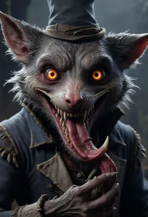 man, Bloodborne evil opposum, close up viev, smile, <lora:[XL]Bloodborne:1>