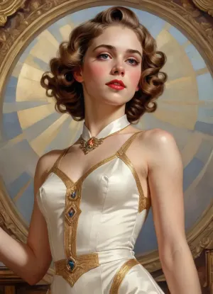 1girl, J.C., Leyendecker, Style, page, <lora:J.C. Leyendecker Style:.8>