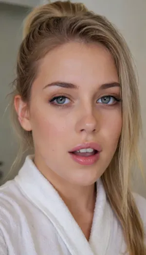 ((ultimate quality:1.5)), score 9, score 8, iphone bathroom mirror selfie.
wearing a thick white bathrobe, early morning, tack sharp, UHD, Uncomfortable, shy pose, vulnerable, please stop looking at me pose, mobile pose, full mirror pose, bathroom mirror pose, nice smile, side smile, smouldering look, Picture taken at unique angles, sexy pose, funny pose, silly face, Instagram pose Facebook pose

About her, She is 39 years old female mom, wife, her height is 175cm., ((smokey blonde thick hair in a messy ponytail)), .
long round oval face, with light blue eyes, (small bust), size b breasts, sagging tits, perky little breasts, Sun Tanned skin.
Hair is long full and bouncy., .

olddigitalcamera, raw, light, leak, film, grain, jpeg, artifacts, low, res, quality, <lora:Old_Digital_Camera:.8>, .
tongue, out, ahegao, drool, <lora:ahegao_mr_chrisma:.8>, supermodel, face, big, lips, <lora:Beautify-Supermodel-SDXL:.8>, orgasmface, <lora:orgasmface_SDXL:.8>